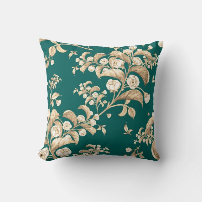 Coussin Watercolor seamless pattern of flowering branches, (Recto)