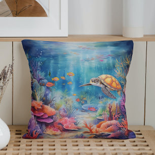 Coussin Watercolor Summer Underwater World