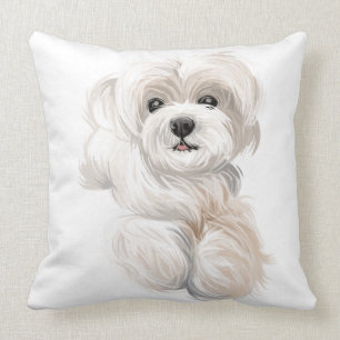 COUSSIN WATERCOLOR WHITE MALTESE POPPER CHIEN