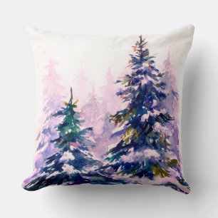 Coussin Watercolor winter forest Christmas tree