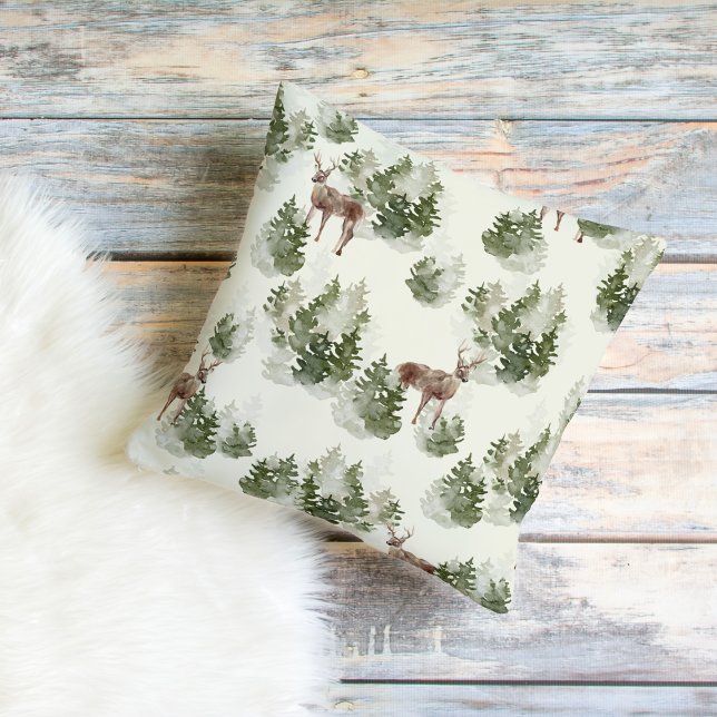 Coussin Watercolor Winter Forest Motif sans joint (Créateur téléchargé)