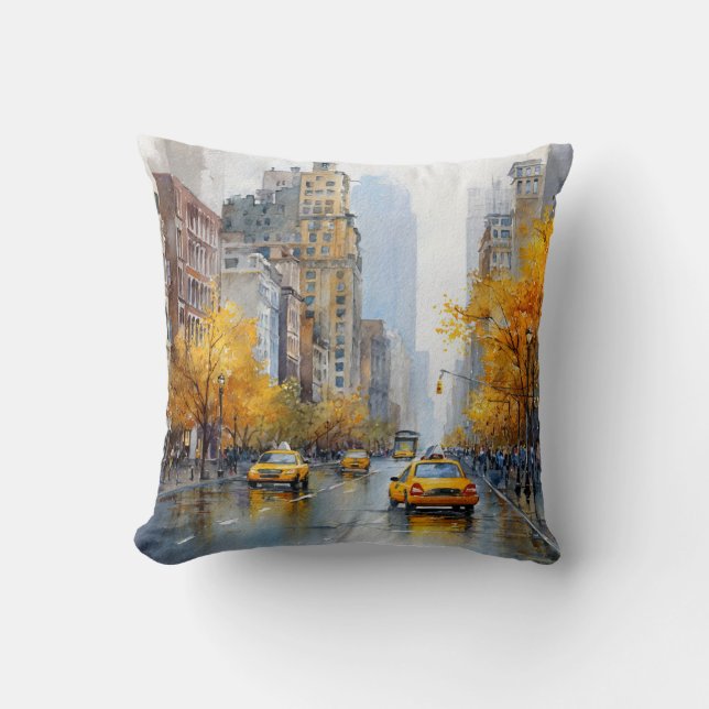 Coussin Watercolour Autumn in New York (Recto)