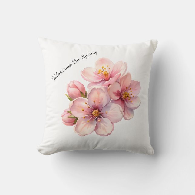 Coussin Watercolour Blossoms Spring Custom Pillow Cover  (Recto)