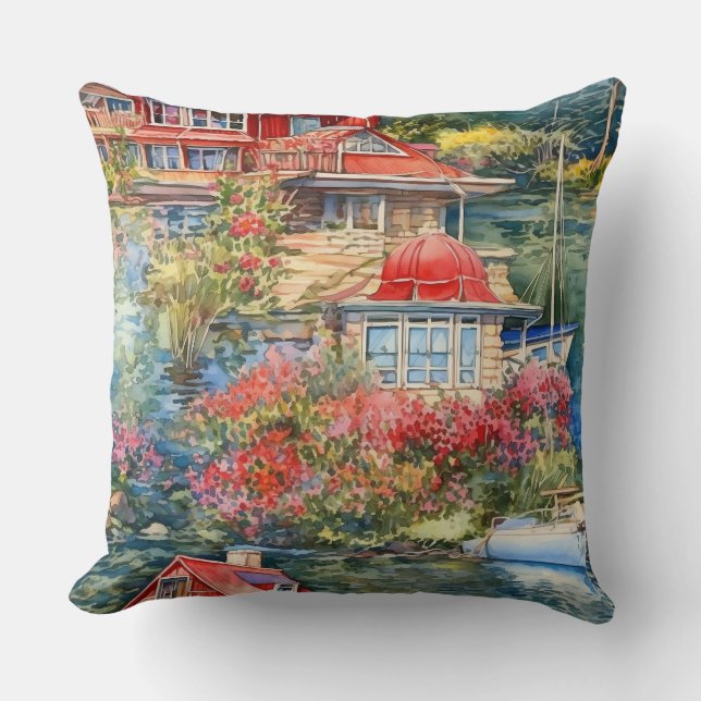 Coussin Waterfront Home avec voilier (Recto)
