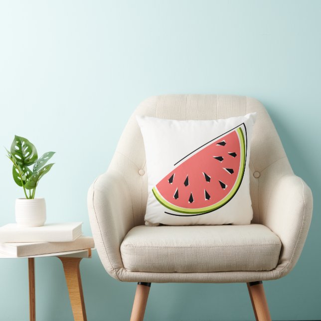 Coussin Watermelon tranche carré jaune vert dos (Chaise)