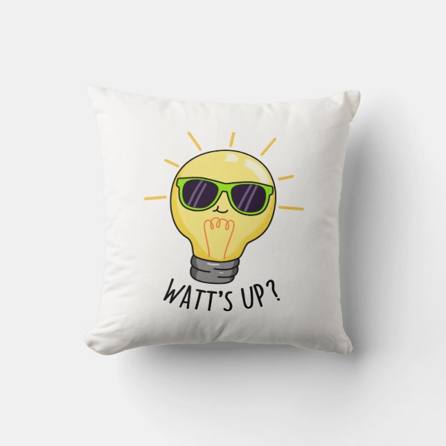 Coussin Watts Up Funny Light Bulb Pun (Recto)