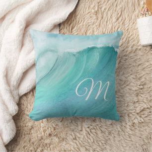 Coussin Waves Blues Aquas Custom Modern