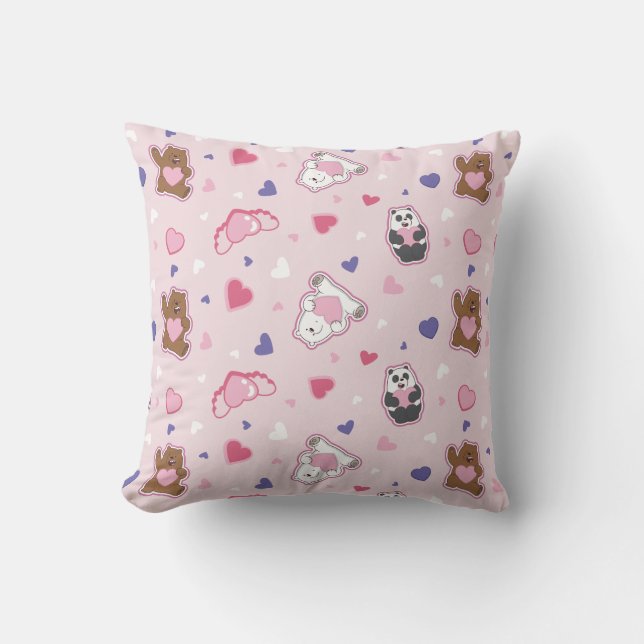 Coussin We Bare Bears - Motif Cœurs de la Saint-Valentin (Recto)