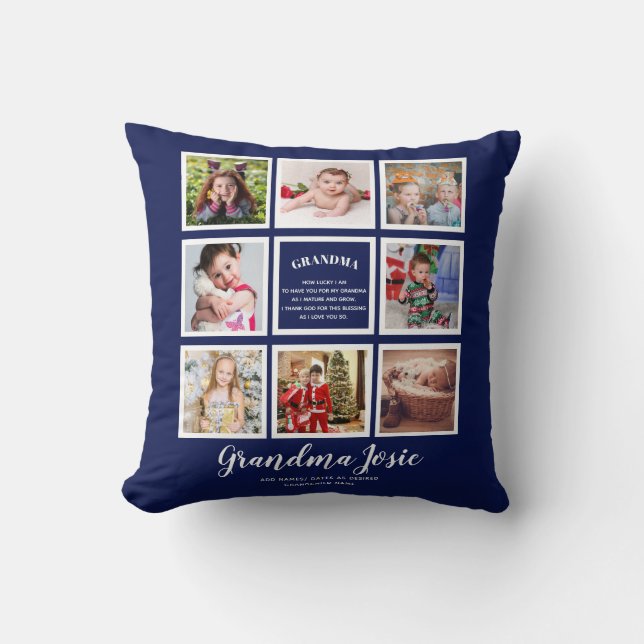 Coussin We Love Grandma Photo Collage Personnalisé (Recto)