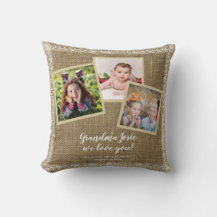 Coussin We Love Grandma Photo Collage Personnalisé