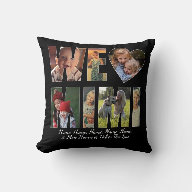 Coussin We Love Heart MIMI Ajouter Photos Noms Texte sur N (Recto)