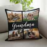 Coussin We Love You Grand-mère 4 Photo Collage<br><div class="desc">Dites que nous vous aimons à grand-mère cette saison de vacances avec un cadeau de Noël personnalisé jetez un oreiller avec 4 de vos photos préférées et petits-enfants noms et... Tout le texte de cette conception est modifiable afin que vous puissiez ajouter votre propre message ou texte. Disponible dans une...</div>