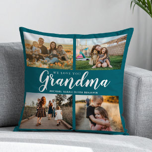 Coussin We Love You Grand-mère 4 Photo Collage