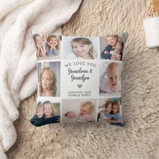 Coussin We Love You Grand-parents Photo Collage Modern