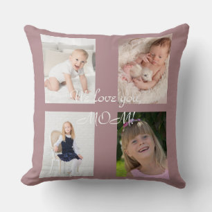 Coussin We Love You MOM Photo Collage Fête des mères