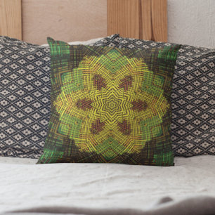 Coussin Weer Mandala jaune vert et orange