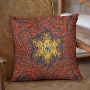 Coussin Weer Mandala orange jaune et bleu
