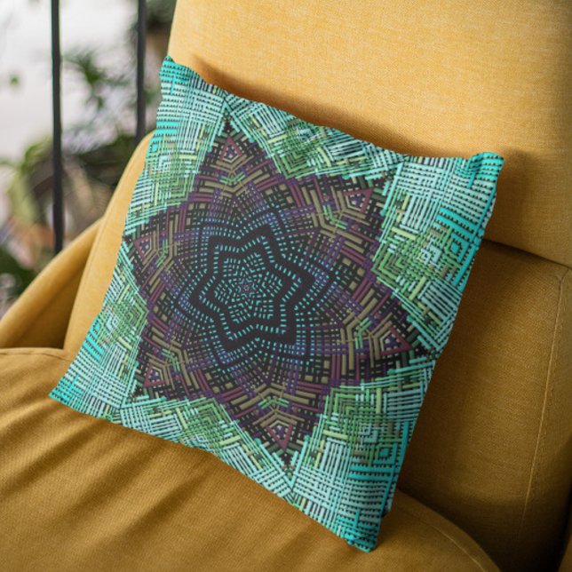 Coussin Weer Mandala Vert bleu et violet (Créateur téléchargé)