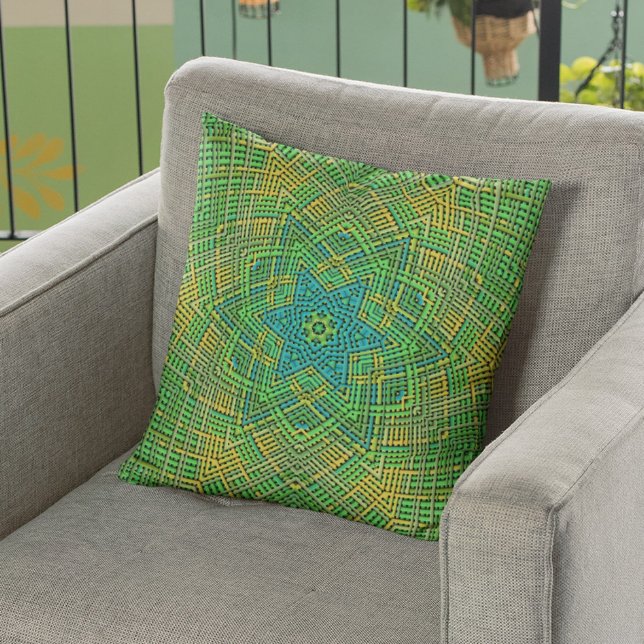 Coussin Weer Mandala vert jaune et bleu (Créateur téléchargé)