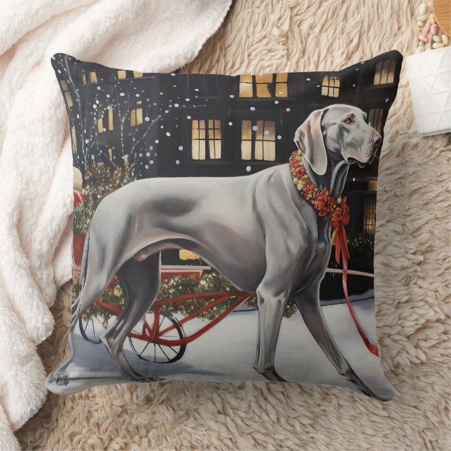 Coussin Weimaraner Festin de Noël (Couverture)