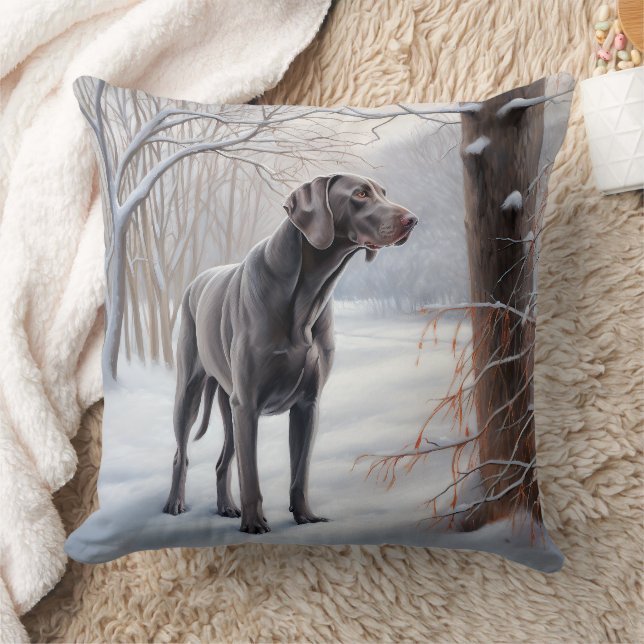 Coussin Weimaraner Laisser Neige Noël (Couverture)