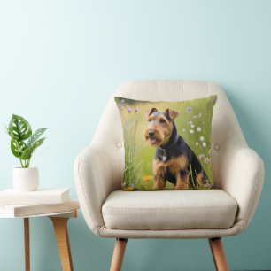 Coussin Welsh Terrier Dans Fleur sauvage Meadow