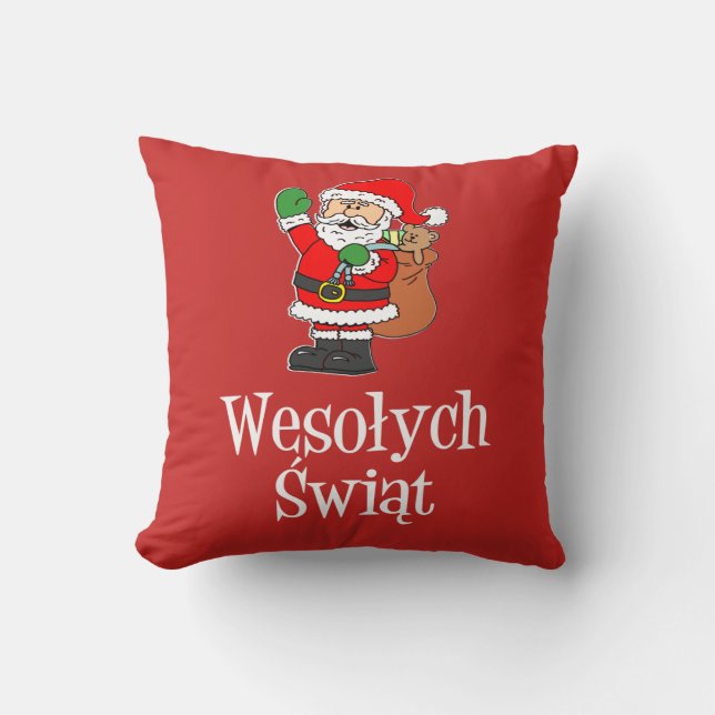 Coussin Wesolych Swiat Pologne Noël Père Noël (Recto)