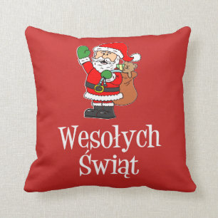Coussin Wesolych Swiat Pologne Noël Père Noël