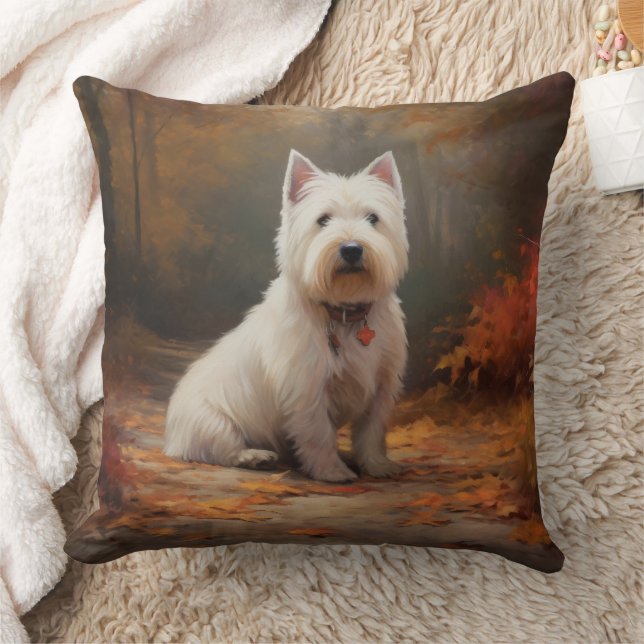 Coussin West Highland White Terrier à l'automne Leaves aut (Couverture)
