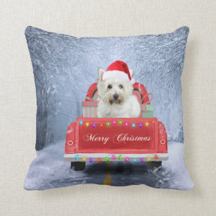 Coussin West Highland White Terrier Dog dans la neige