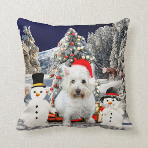 Coussin West Highland White Terrier Dog neige Casquette de