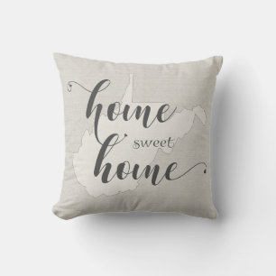 Coussin West Virginia - Home Sweet Home burlap look