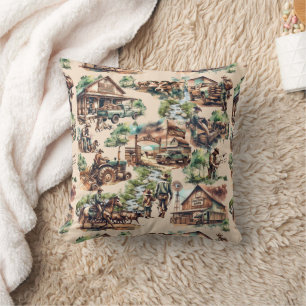 Coussin Western Ranch ou Country Farm Scènes