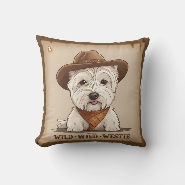 Coussin Westie Cushion - Wild, Wild Westie (Recto)