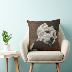 Coussin Westie sur canapé