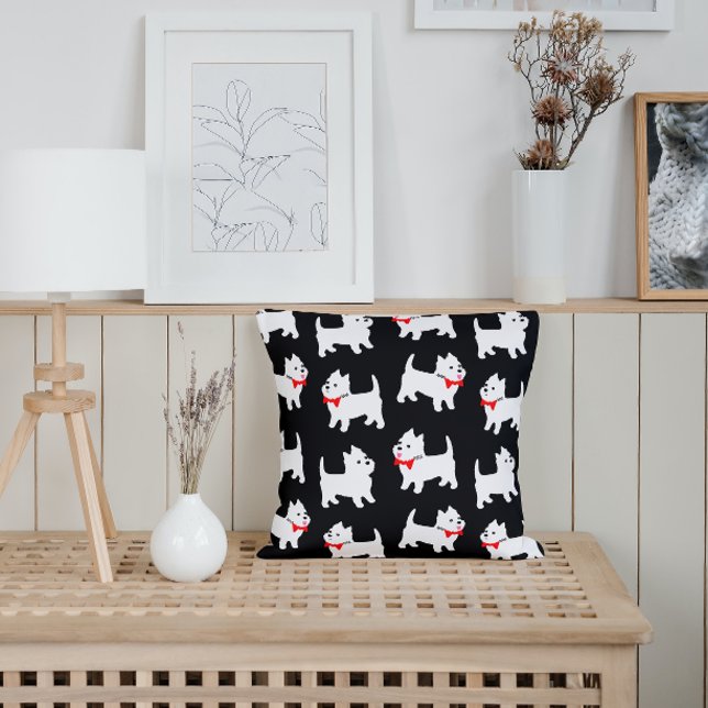 Coussin Westie - West Highland Terriers en Cravate Bow (Créateur téléchargé)