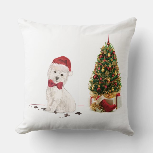 Coussin Westin Funny Chien de Noël avec arbre (Recto)
