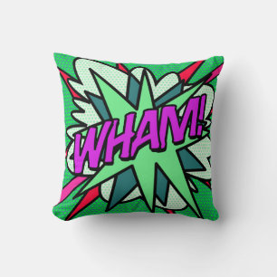 Coussin WHAM Moderne Cool amusant Comic Book Green
