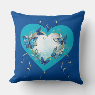 Coussin Whimsical Butterflies Heart Pillow