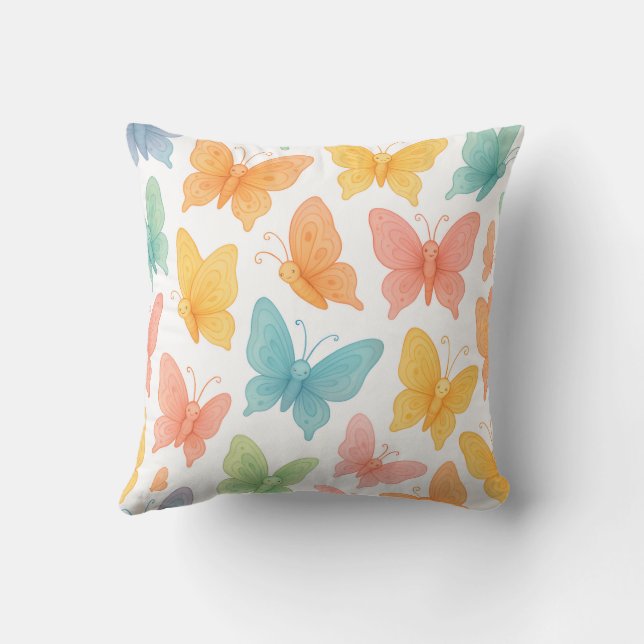 Coussin "Whimsical Butterflies" Throw Pillow (Verso)