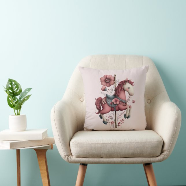 Coussin Whimsical Carousel Horse Image (Chaise)