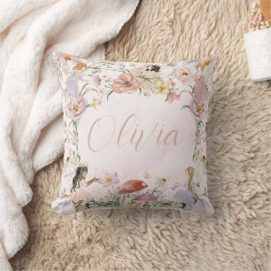 Coussin Whimsical Cute Fairy Fleur sauvage Garden Meadow