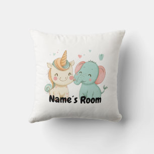 Coussin Whimsical Elephant et Unicorn Friends Salle pour e