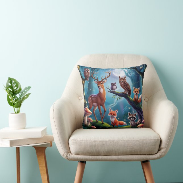 Coussin Whimsical Enchanted Forest Animaux (Chaise)