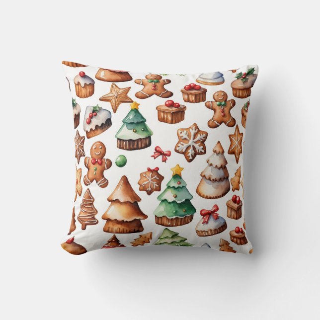 Coussin Whimsical Gingerbread Motif Noël Non Photo (Recto)