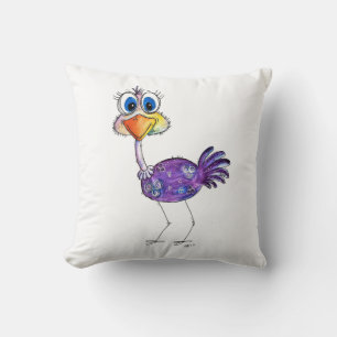 Coussin Whimsical Happy Violet Ostrich