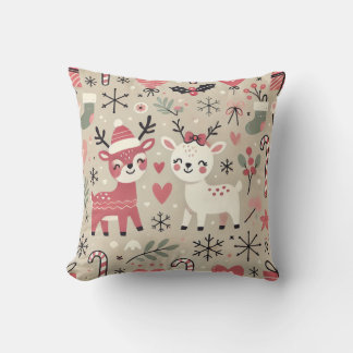 Coussin Whimsical Holiday Reindeer Motif - Festive Chris