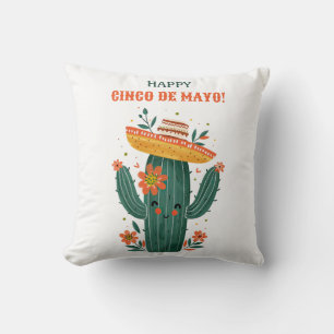 Coussin Whimsical Mexican Cactus Happy Cinco de Mayo