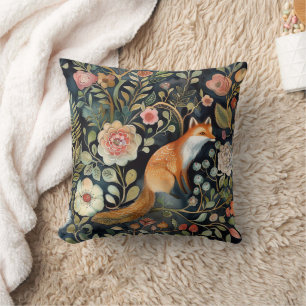 Coussin Whimsical Moody Dark Floral Fox et Fleurs