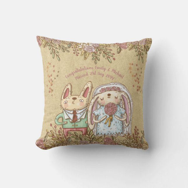 Coussin Whimsical Personnalisé Mariage marié Groom Rustiqu (Recto)